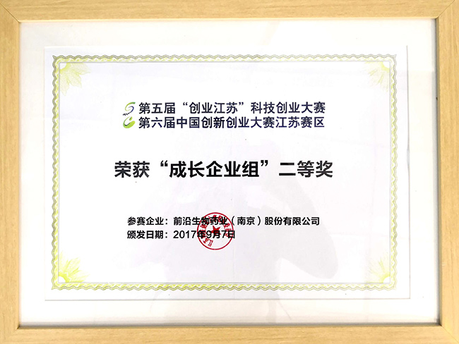 第六屆中國創(chuàng  )新創(chuàng  )業(yè)大賽江蘇賽區成長(cháng)企業(yè)組二等獎.jpg